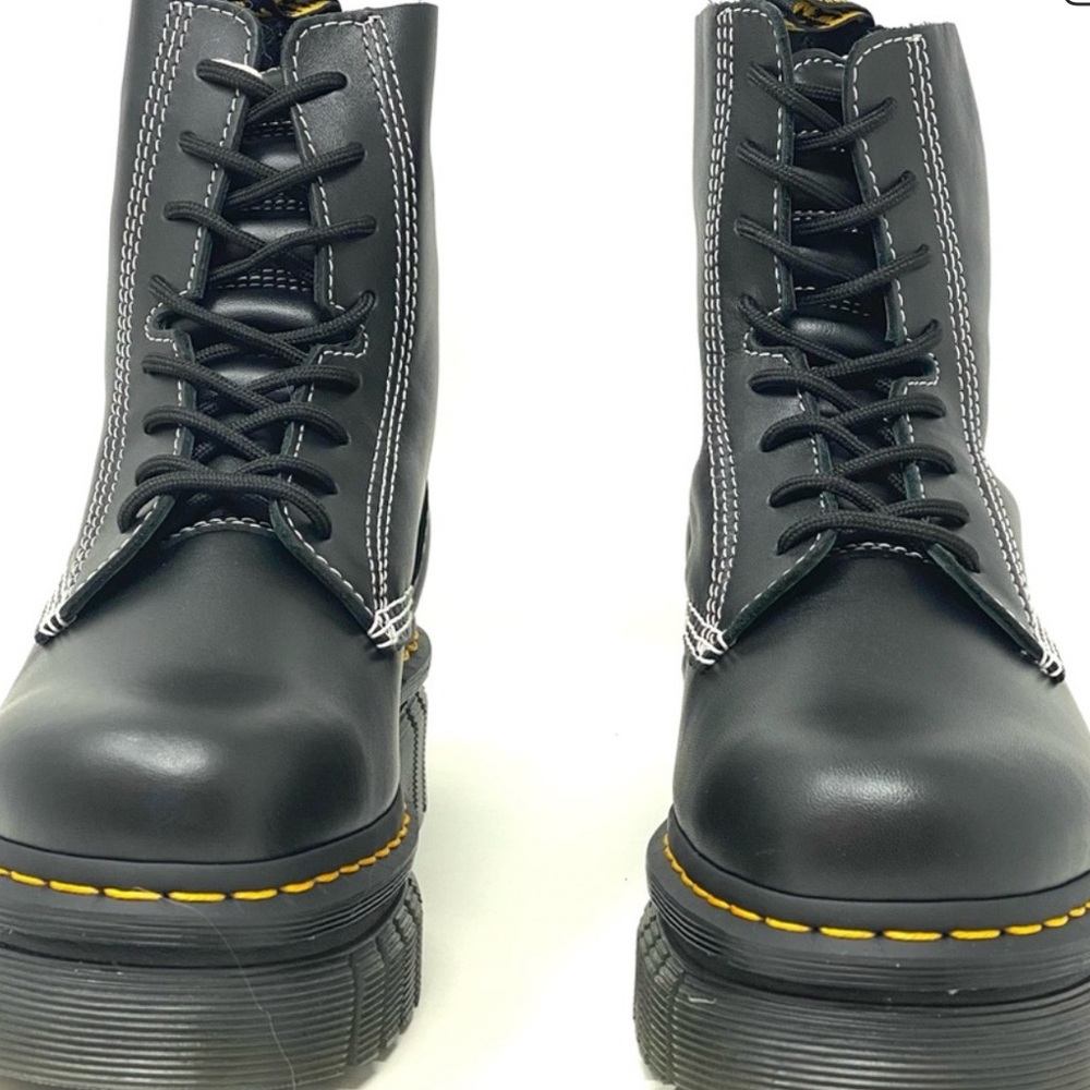 Dr. Martens Audrick  8I Quilted Lux Smooth Black Leather Boots.